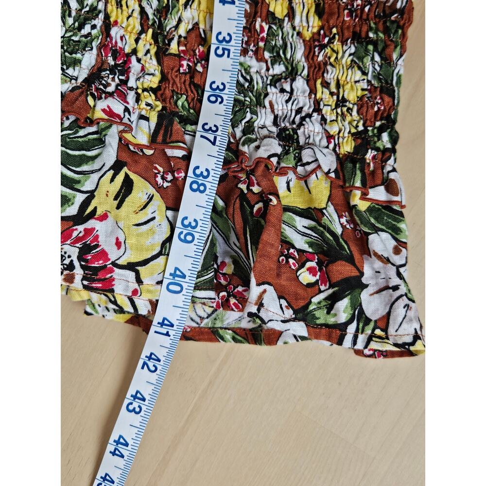 Faithfull The Brand Smocked Linen Maya Midi Dress, Size 4 - Picture 12 of 12